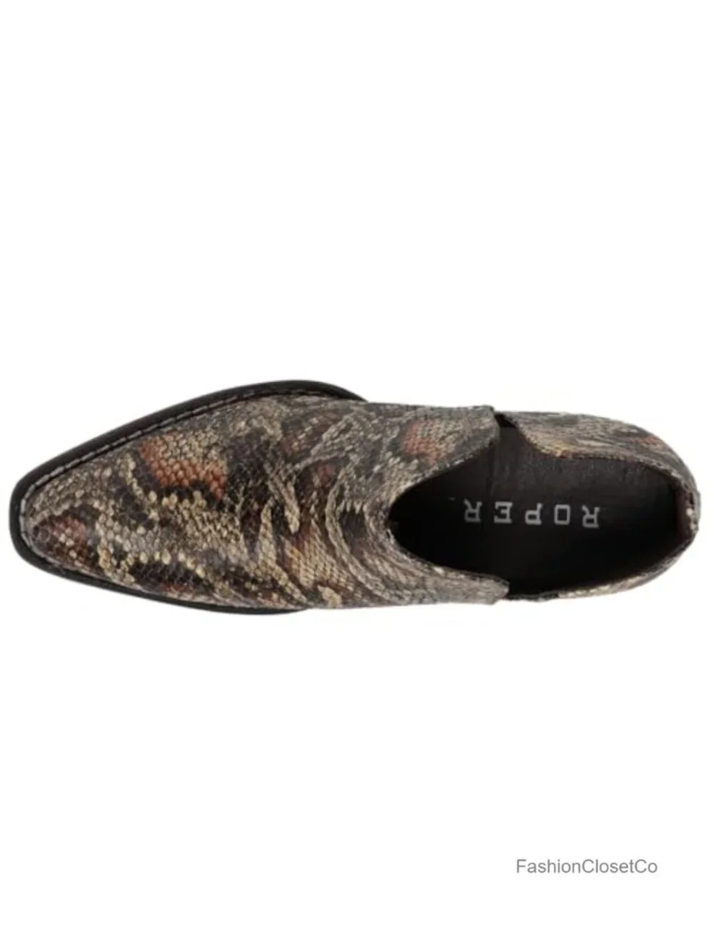 Faux Leather Snake Print Snip Toe Cowboy Booties Ankle Boots